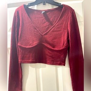 Large woman’s long sleeve crop top